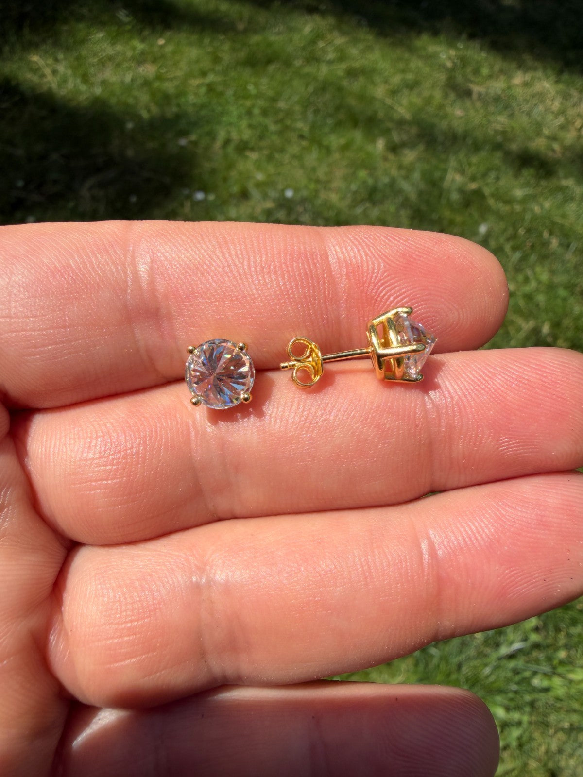 Moissanite Upside Down Reverse Set Pushback Stud Earrings | 14k Gold Vermeil 925 Silver