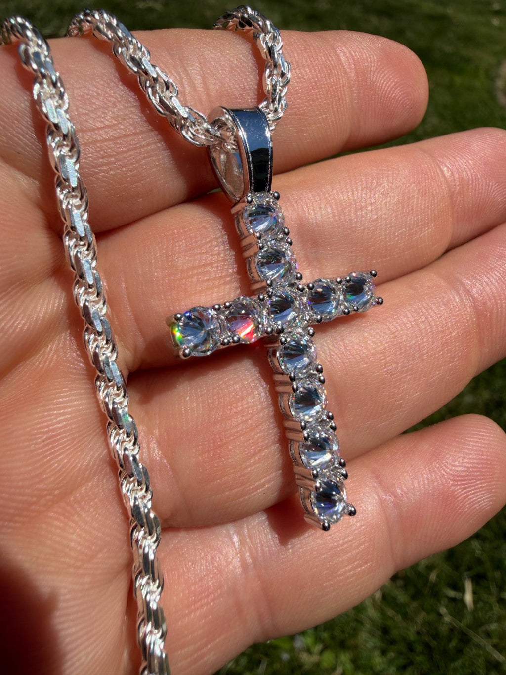 Moissanite Upside Down Setting Tennis Cross | 925 Silver