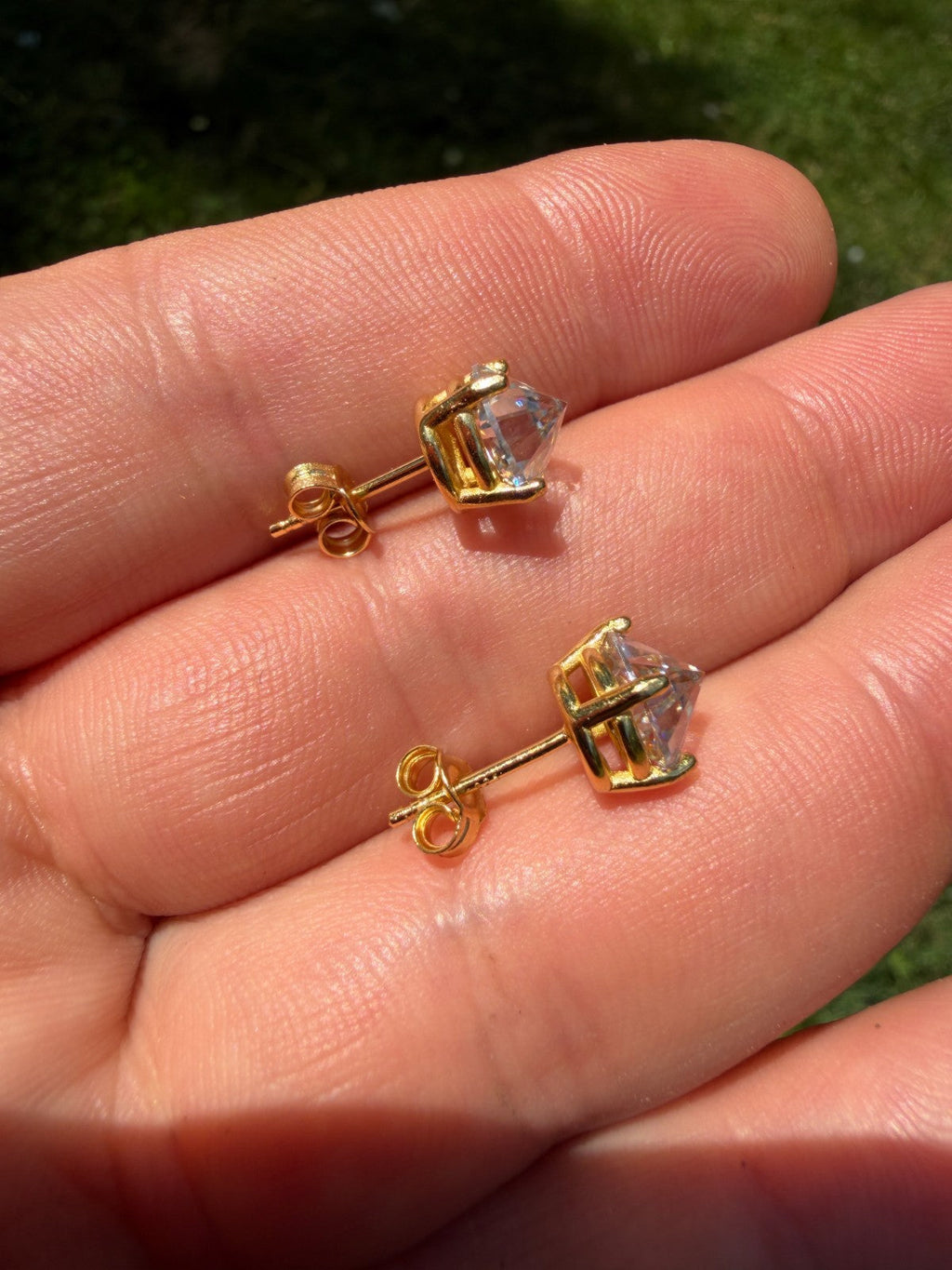 Moissanite Upside Down Reverse Set Pushback Stud Earrings | 14k Gold Vermeil 925 Silver