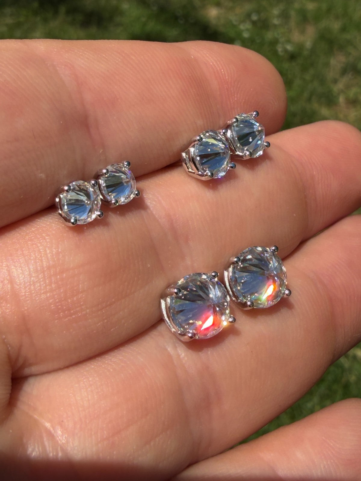 Moissanite Upside Down Reverse Set Pushback Stud Earrings | 925 Silver