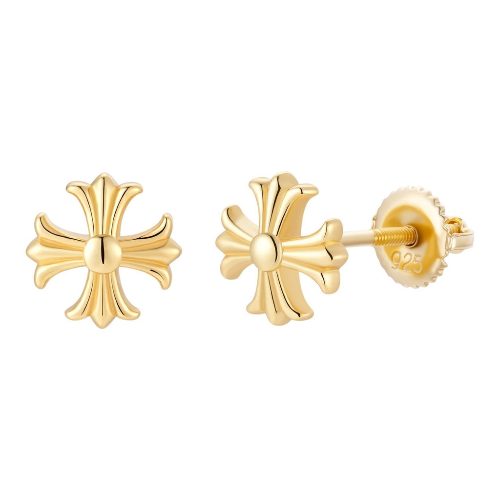 Hearts Of Chrome Cross Earrings | 14k Gold Vermeil 925 Silver