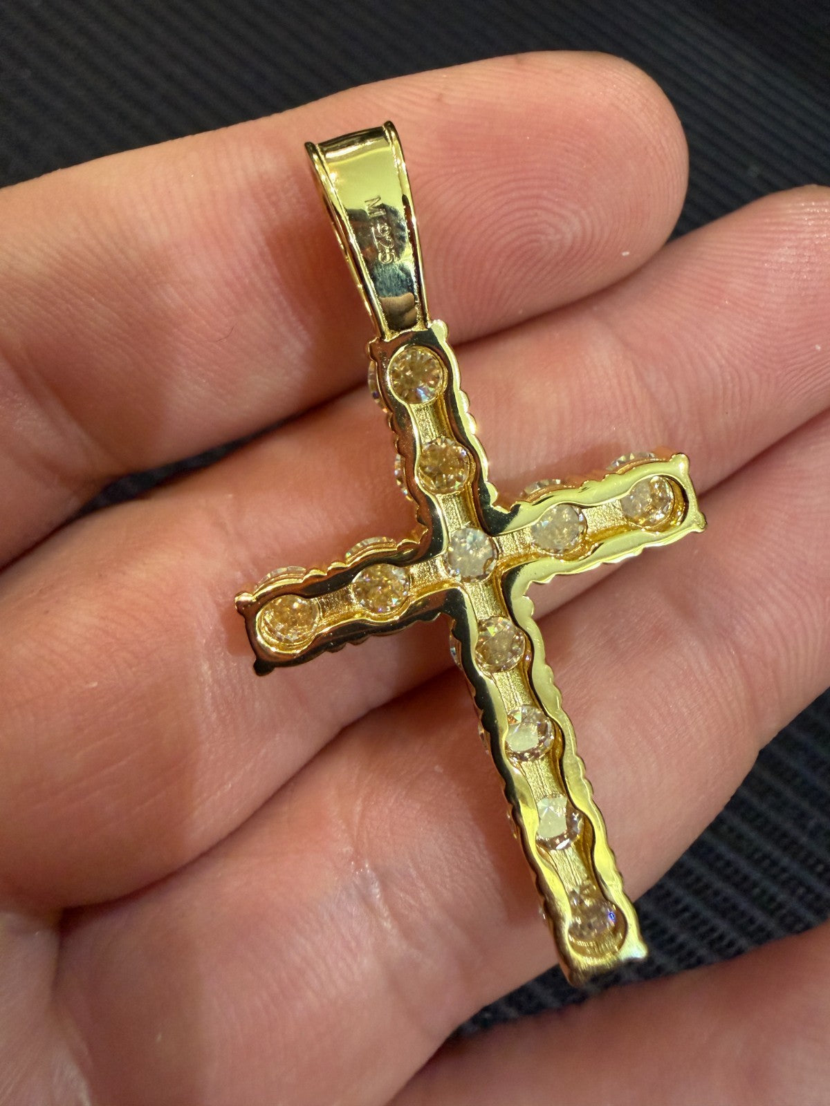 Moissanite Upside Down Setting Tennis Cross | 14k Gold Vermeil 925 Silver