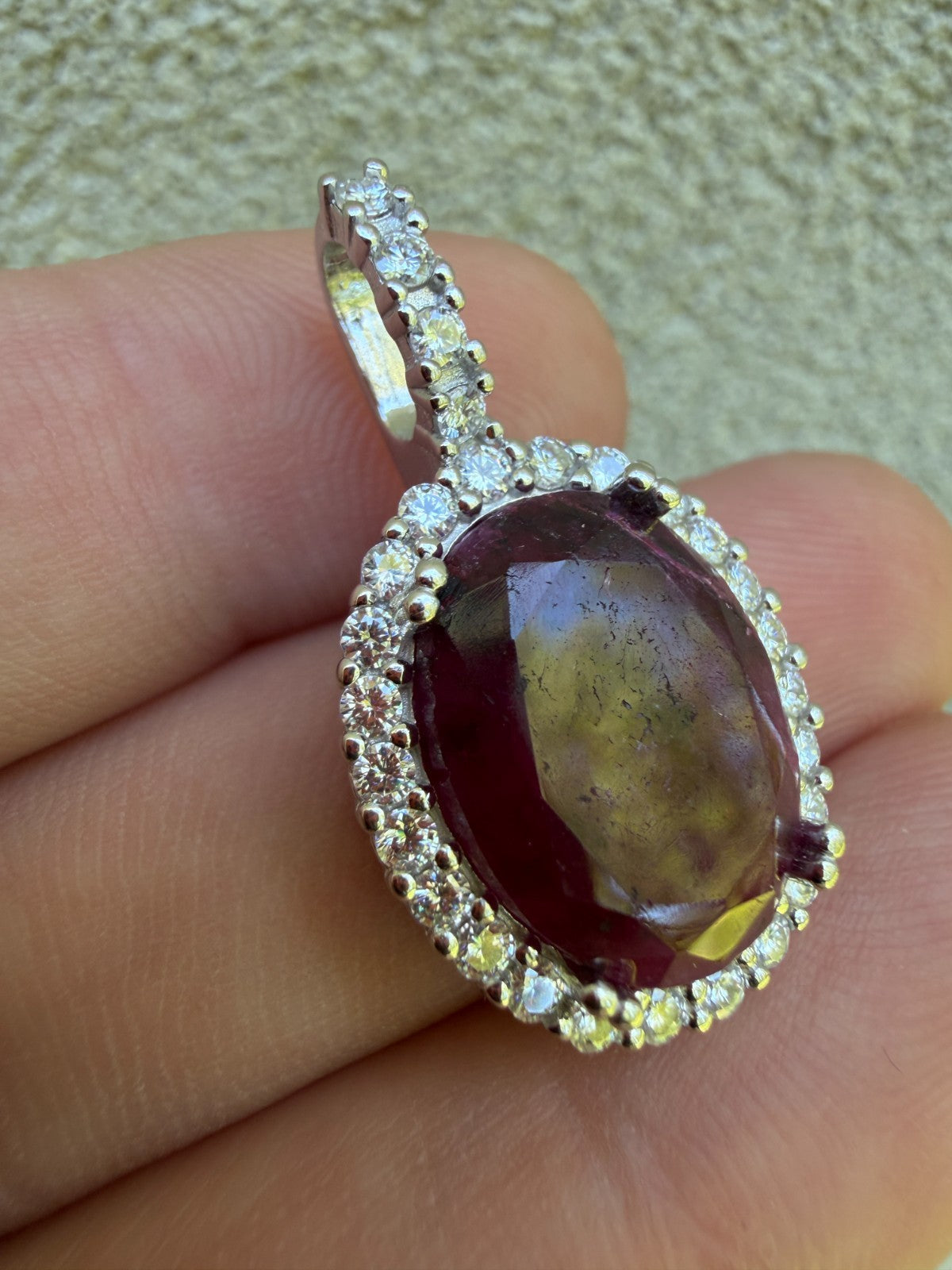 Moissanite Royalty Red Ruby Pendant | 925 Silver