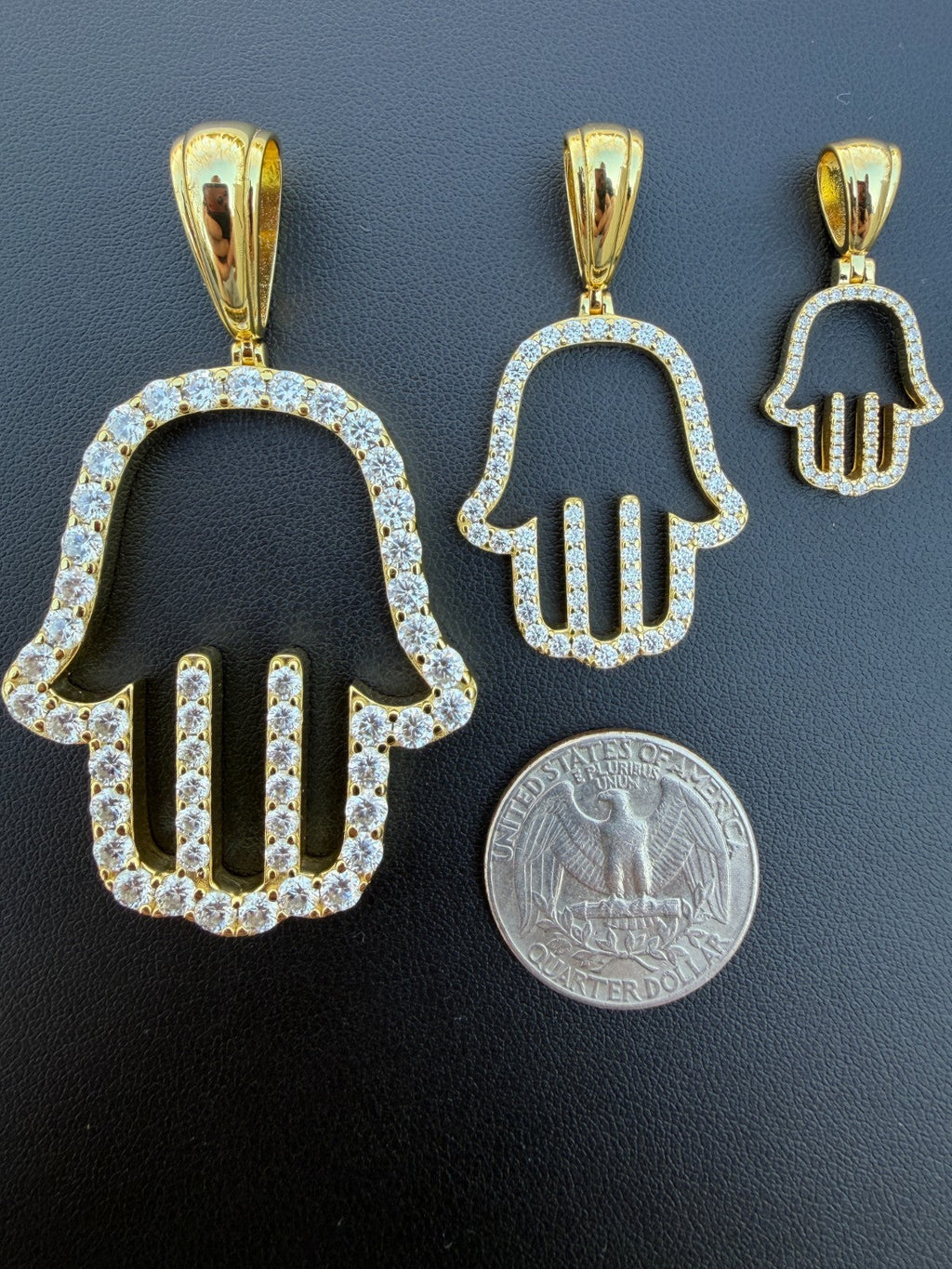 Moissanite Hamsa Cutout Pendant | 14k Gold Vermeil 925 Silver