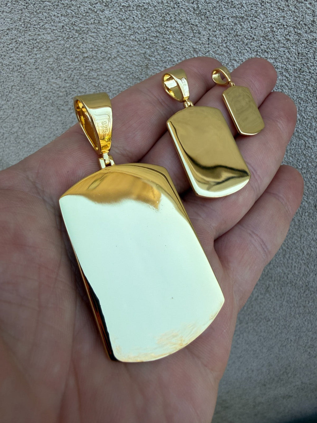 Hearts Chrome Dog Tag Cross Pendant | 14k Gold Vermeil 925 Silver