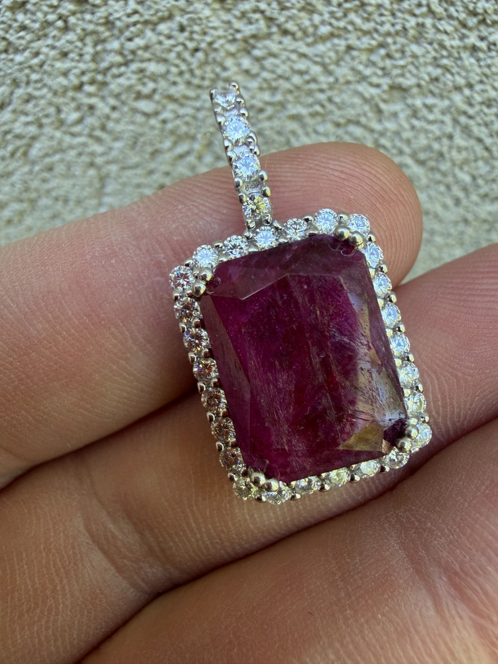 Moissanite Royalty Red Ruby Pendant | 925 Silver