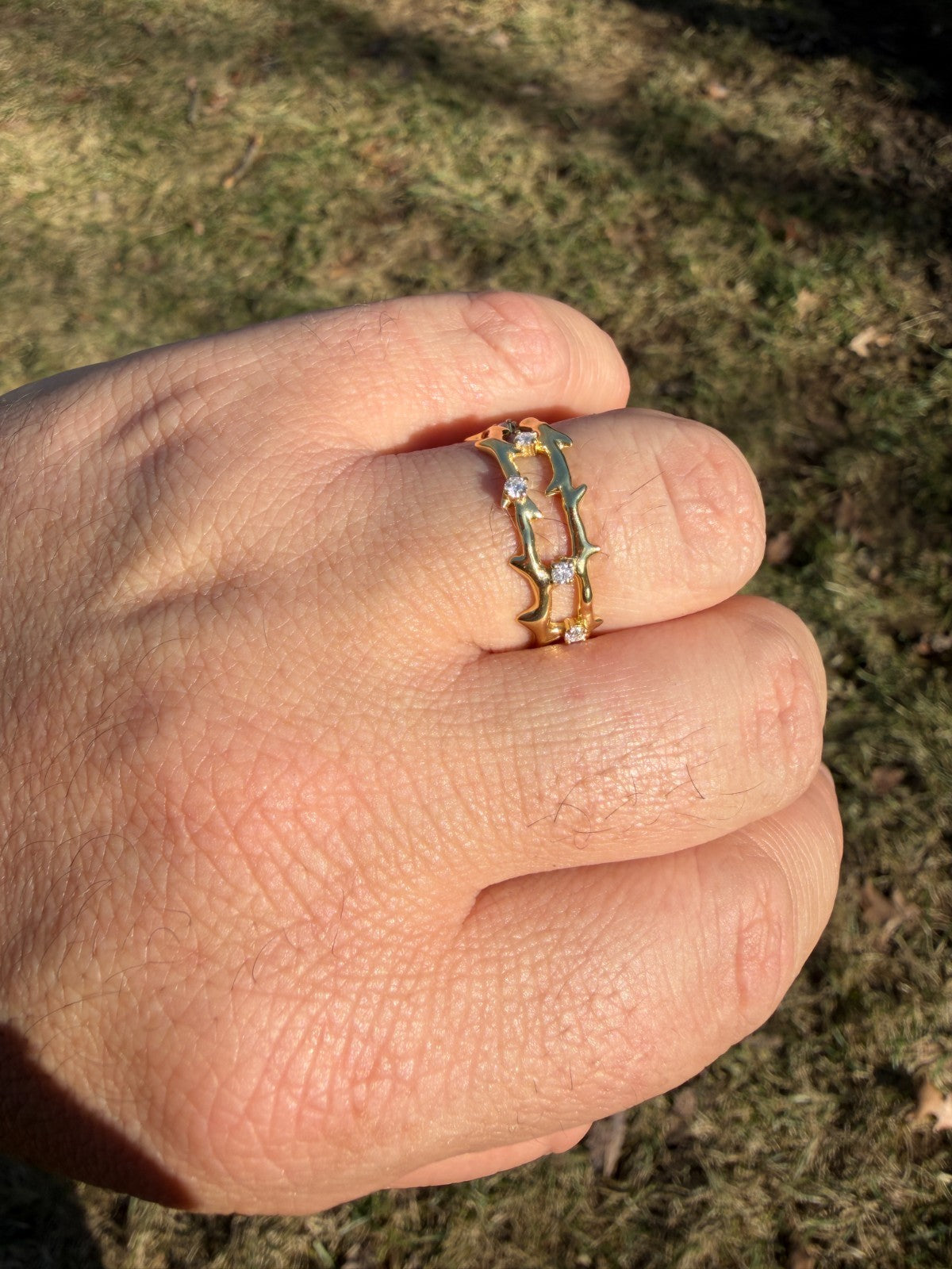 Moissanite Crown Of Thorns Eternity Band Ring | 14k Gold Vermeil 925 Silver