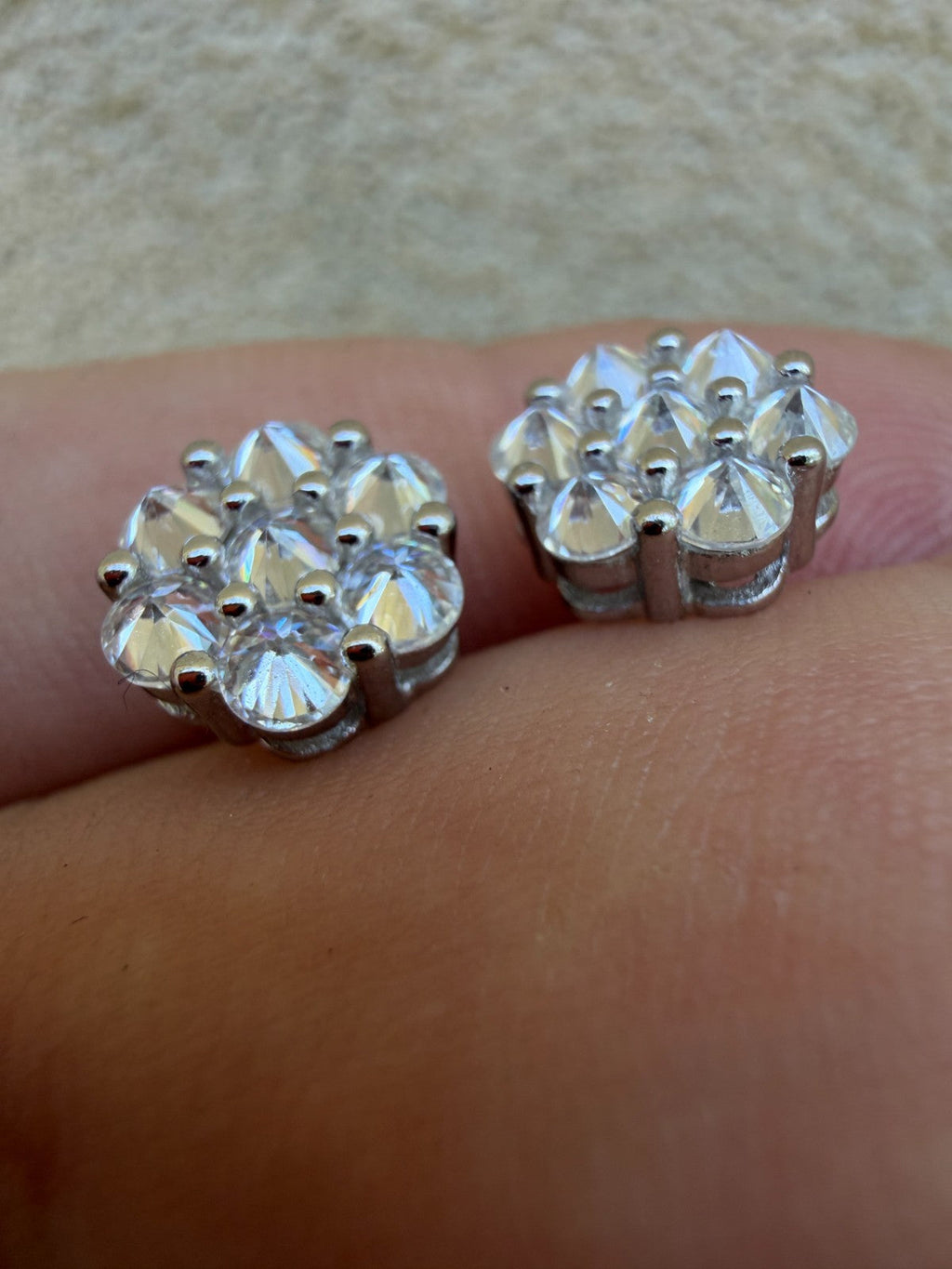 Moissanite Upside Down Reverse Set Cluster Iced Out Honeycomb Set Earrings | 925 Silver