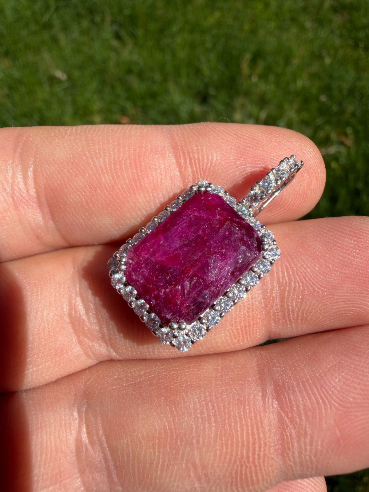Moissanite Royalty Red Ruby Pendant | 925 Silver