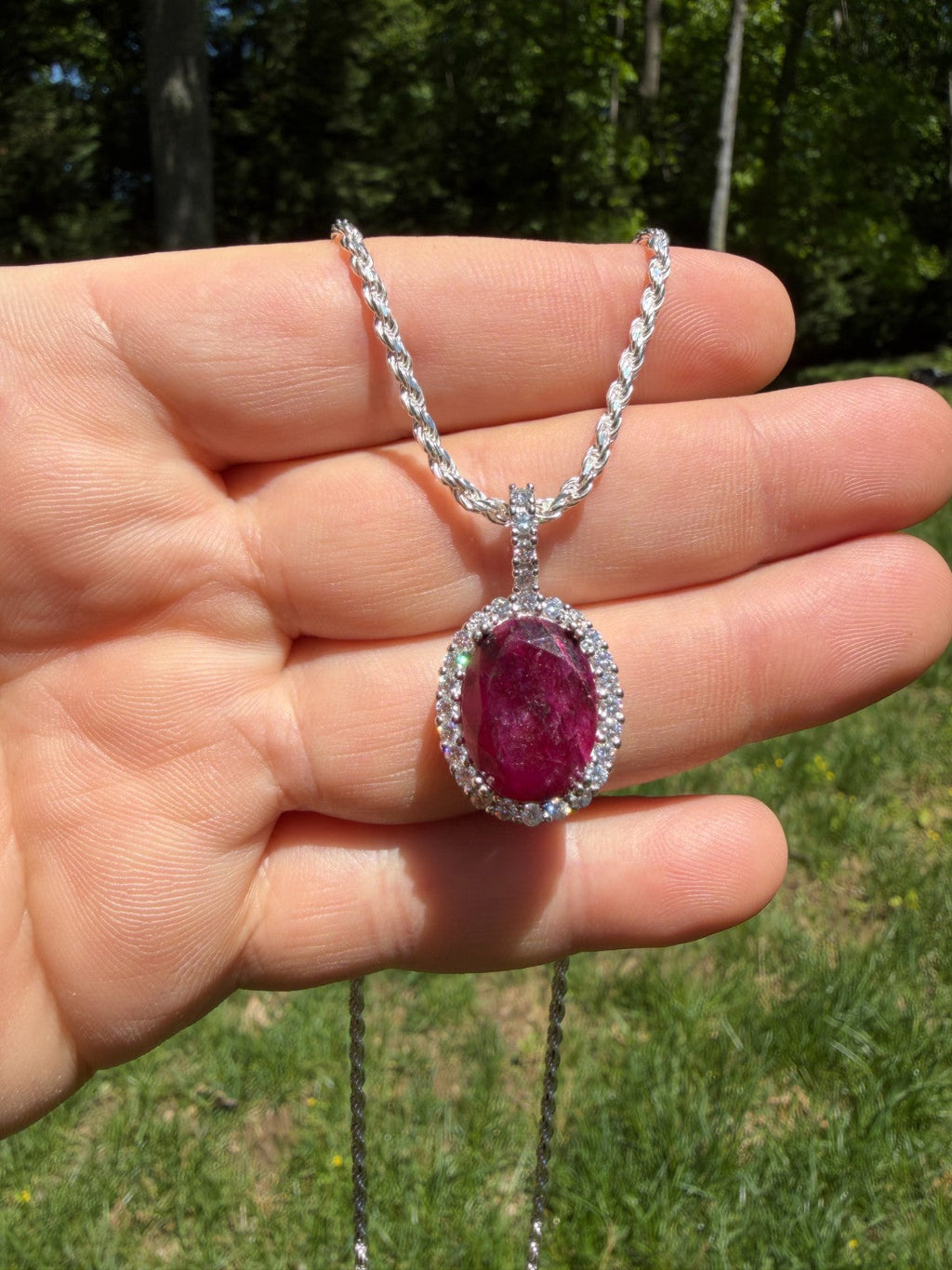 Moissanite Royalty Red Ruby Pendant | 925 Silver