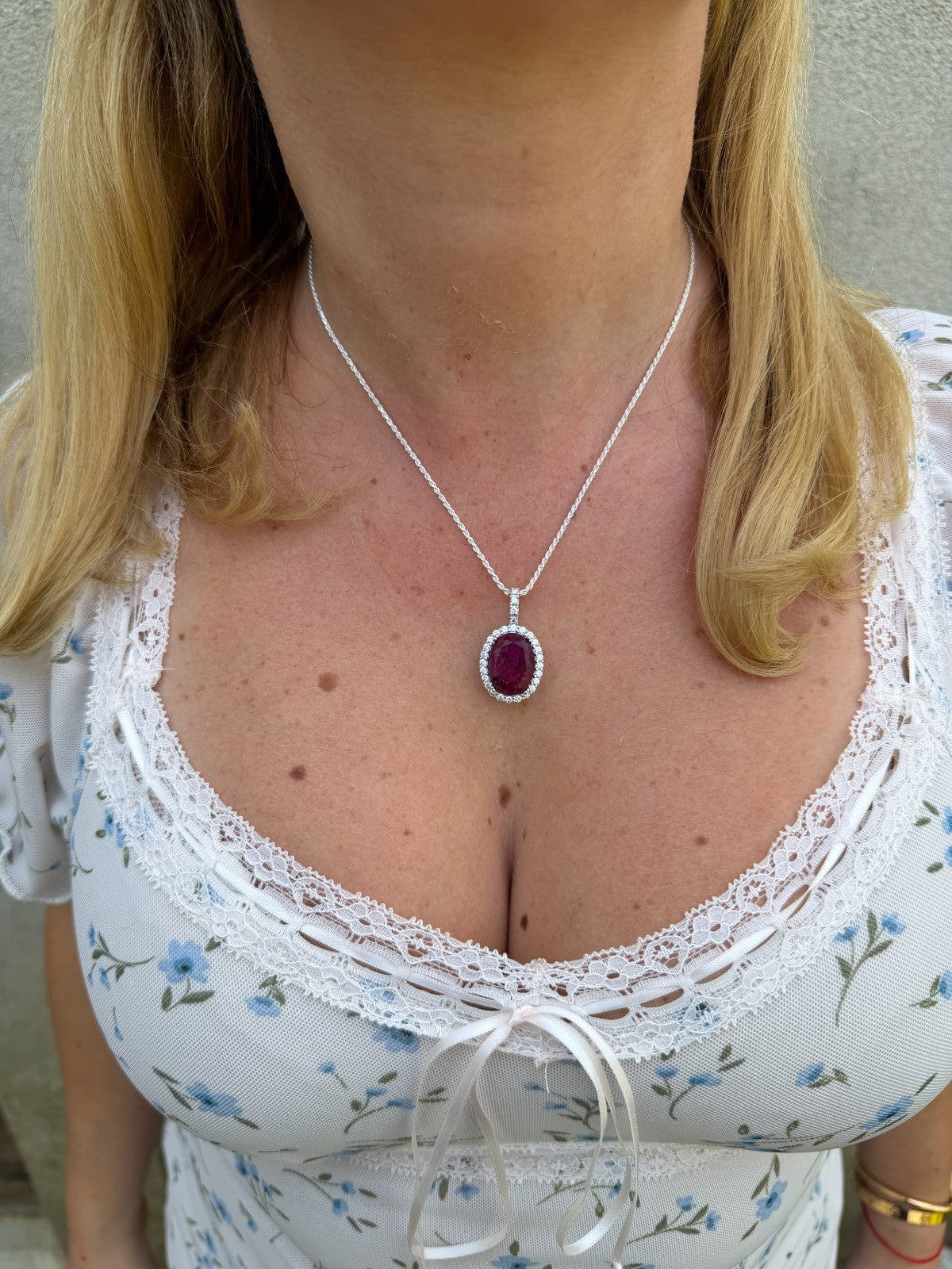 Moissanite Royalty Red Ruby Pendant | 925 Silver