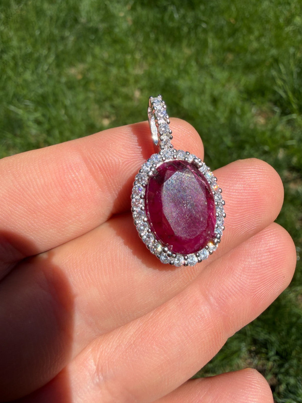 Moissanite Royalty Red Ruby Pendant | 925 Silver