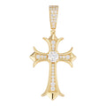 Moissanite Hearts Chrome Cross Pendant | 14k Gold Vermeil 925 Silver