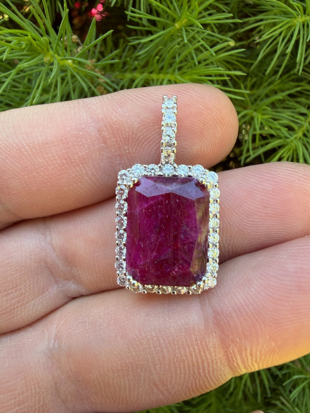 Moissanite Royalty Red Ruby Pendant | 925 Silver