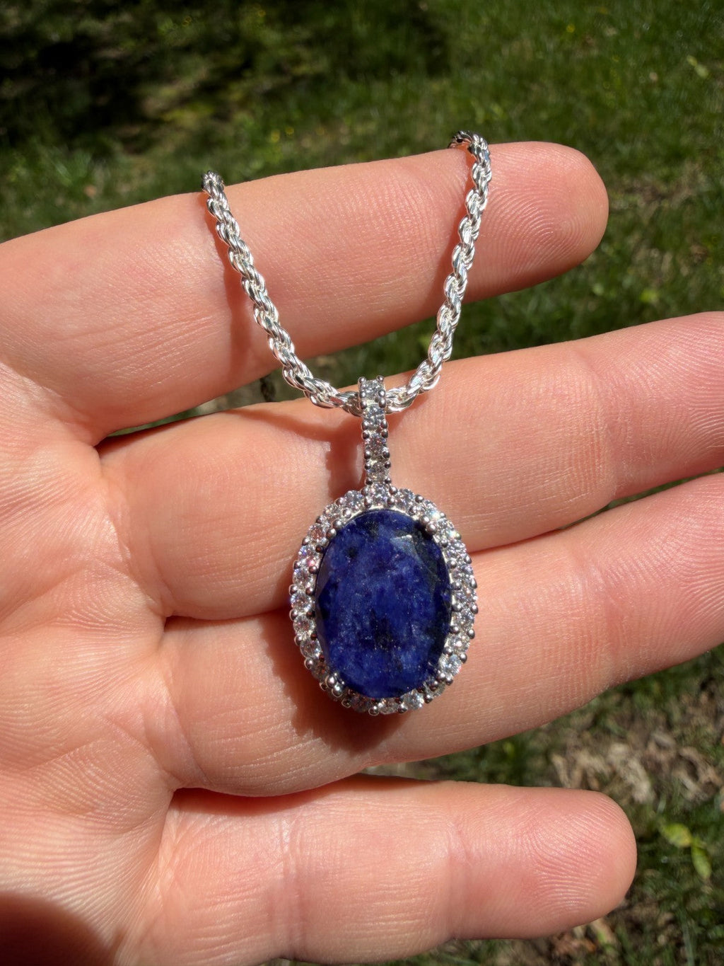 Moissanite Royalty Midnight Ocean Pendant | 925 Silver