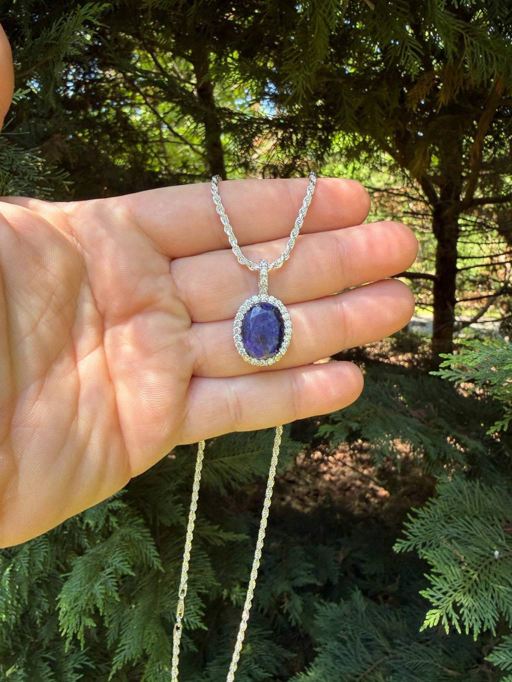 Moissanite Royalty Midnight Ocean Pendant | 925 Silver