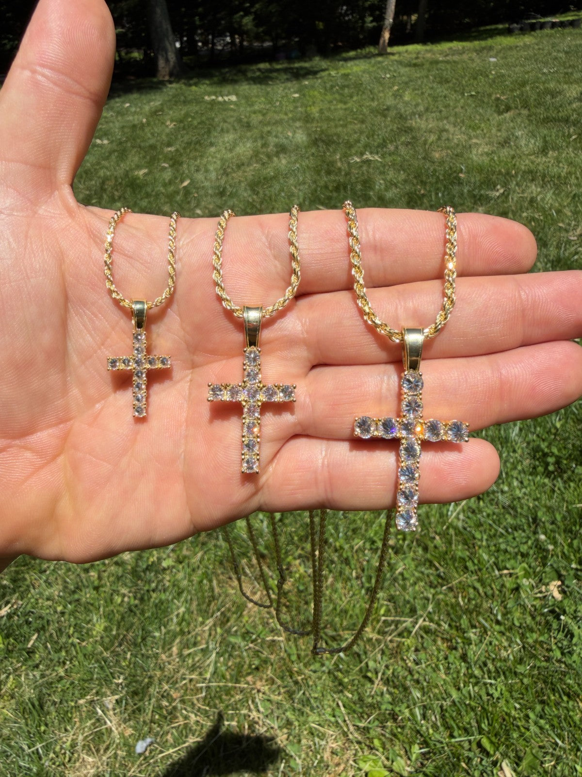 Moissanite Upside Down Setting Tennis Cross | 14k Gold Vermeil 925 Silver