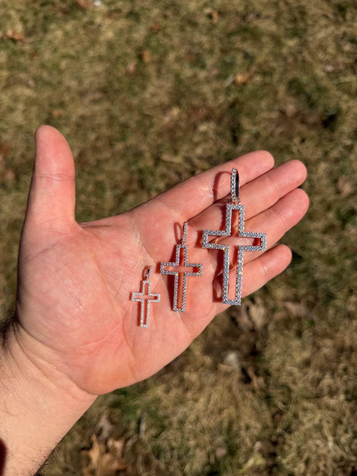 Moissanite Classic Cross Cutout Pendant | 14k Rose Gold Vermeil 925 Silver