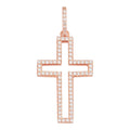 Moissanite Classic Cross Cutout Pendant | 14k Rose Gold Vermeil 925 Silver