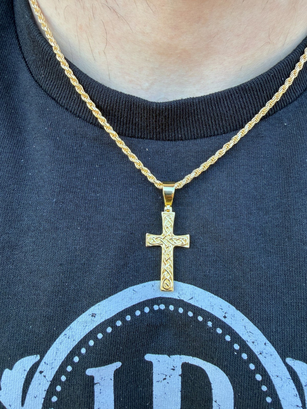 Viking Warrior Celtic Cross Pendant | 14k Gold Vermeil 925 Silver