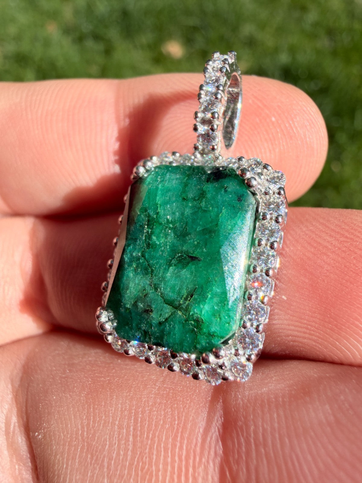 Moissanite Royalty Green Phantom Pendant | 925 Silver