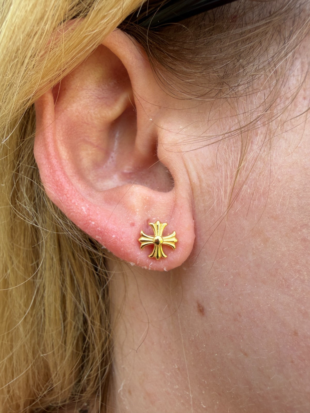 Hearts Of Chrome Cross Earrings | 14k Gold Vermeil 925 Silver