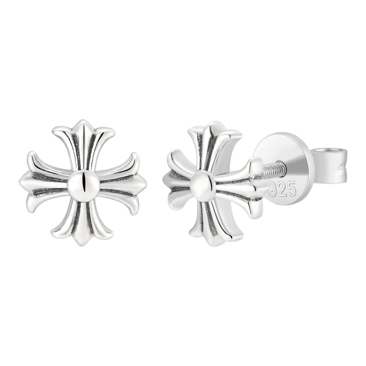 Hearts Of Chrome Cross Earrings | 925 Silver Oxidized