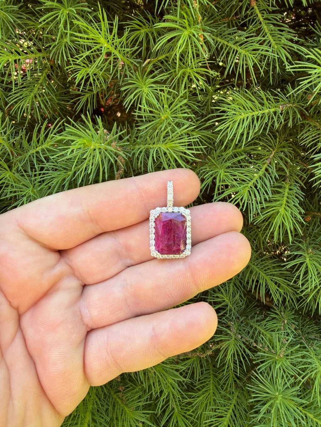 Moissanite Royalty Red Ruby Pendant | 925 Silver