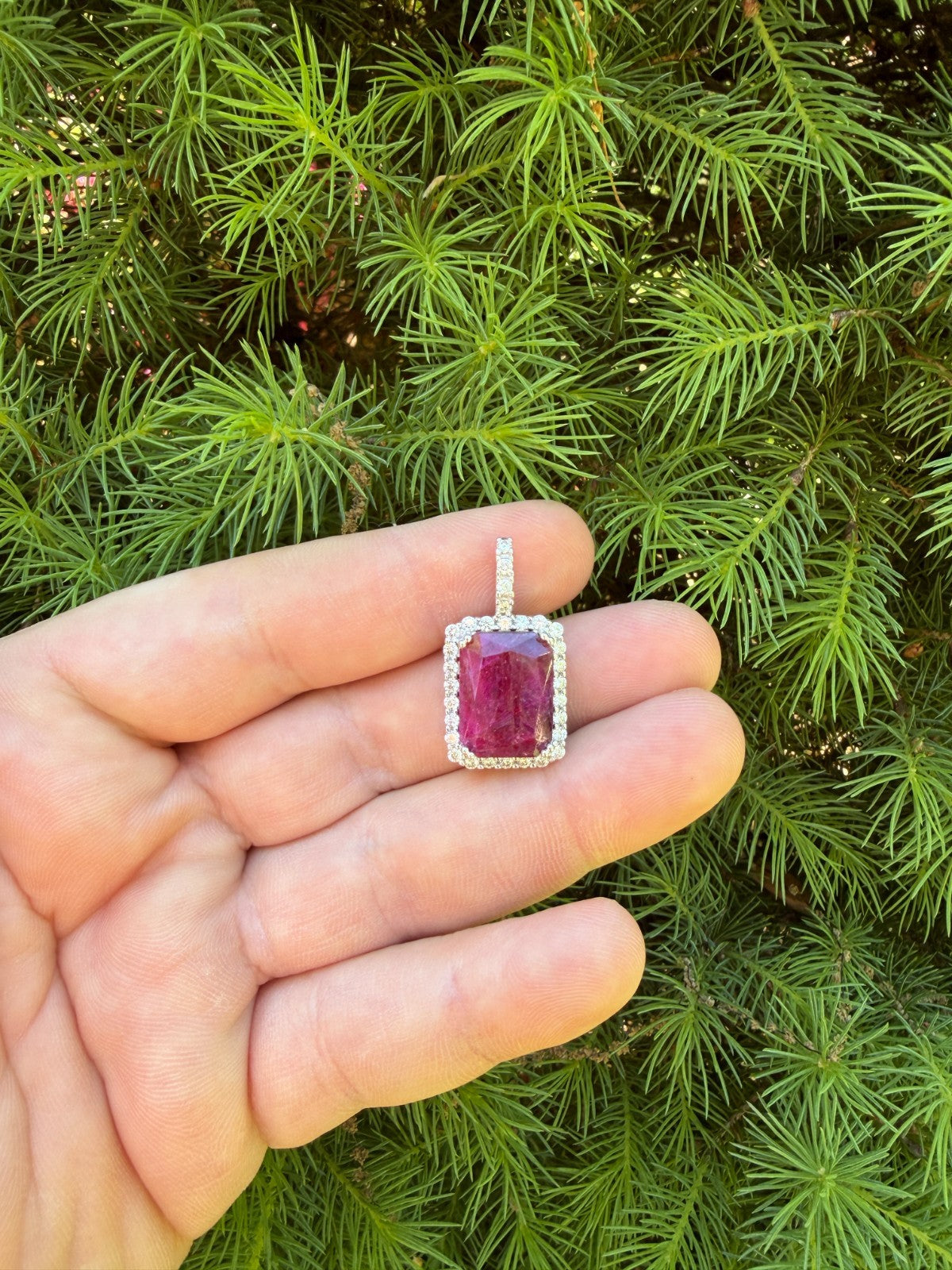 Moissanite Royalty Red Ruby Pendant | 925 Silver
