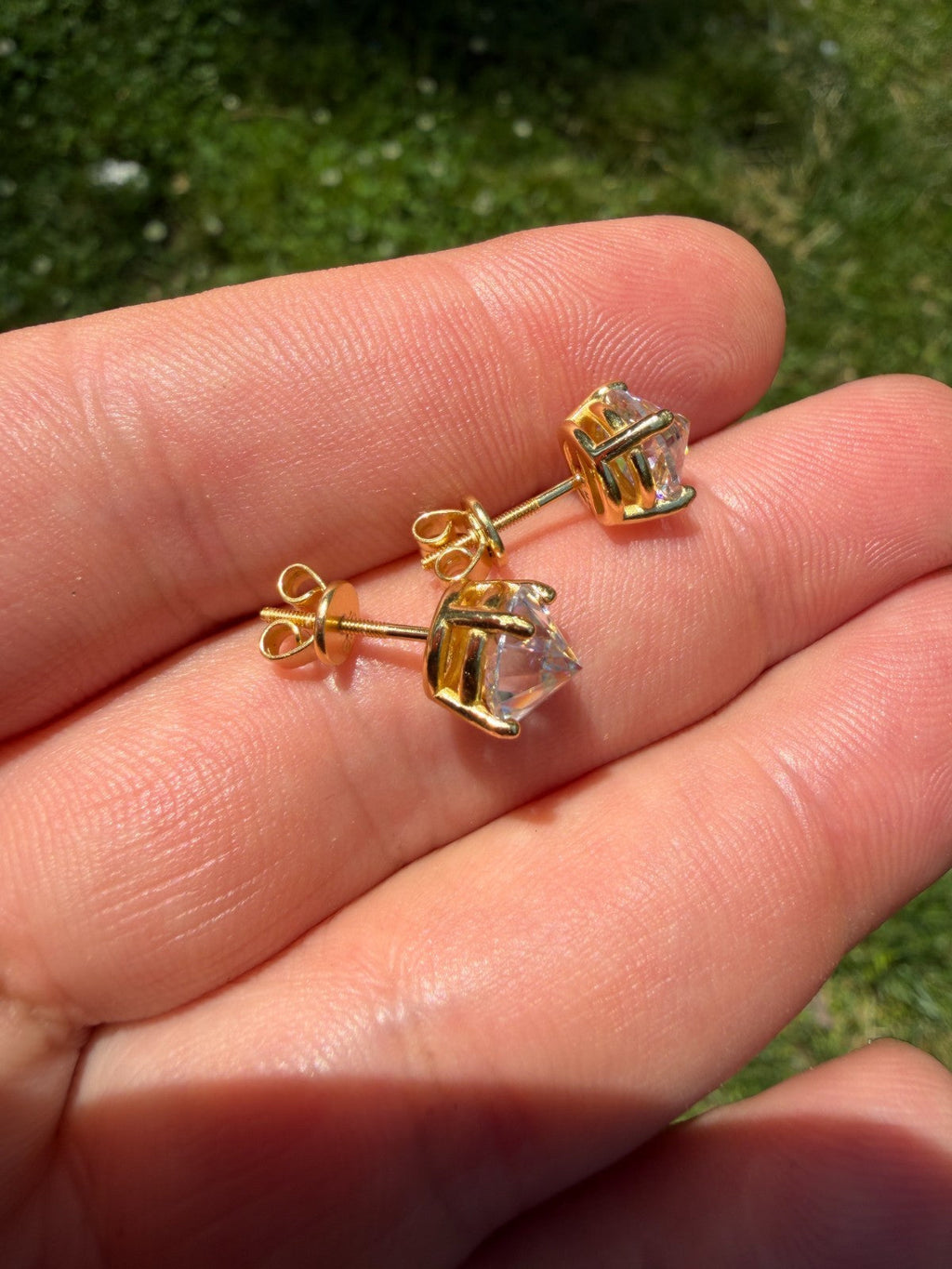 Moissanite Upside Down Reverse Set Stud Earrings | 14k Gold Vermeil 925 Silver