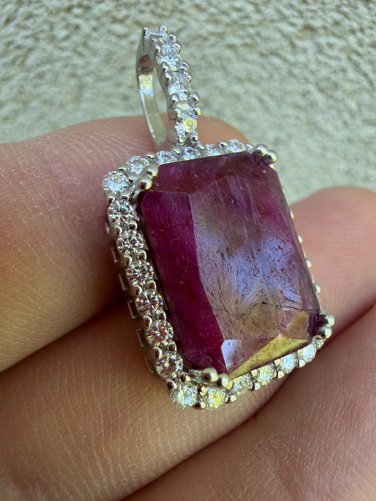 Moissanite Royalty Red Ruby Pendant | 925 Silver