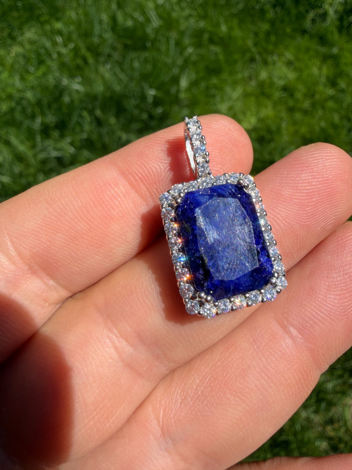 Moissanite Royalty Midnight Ocean Pendant | 925 Silver