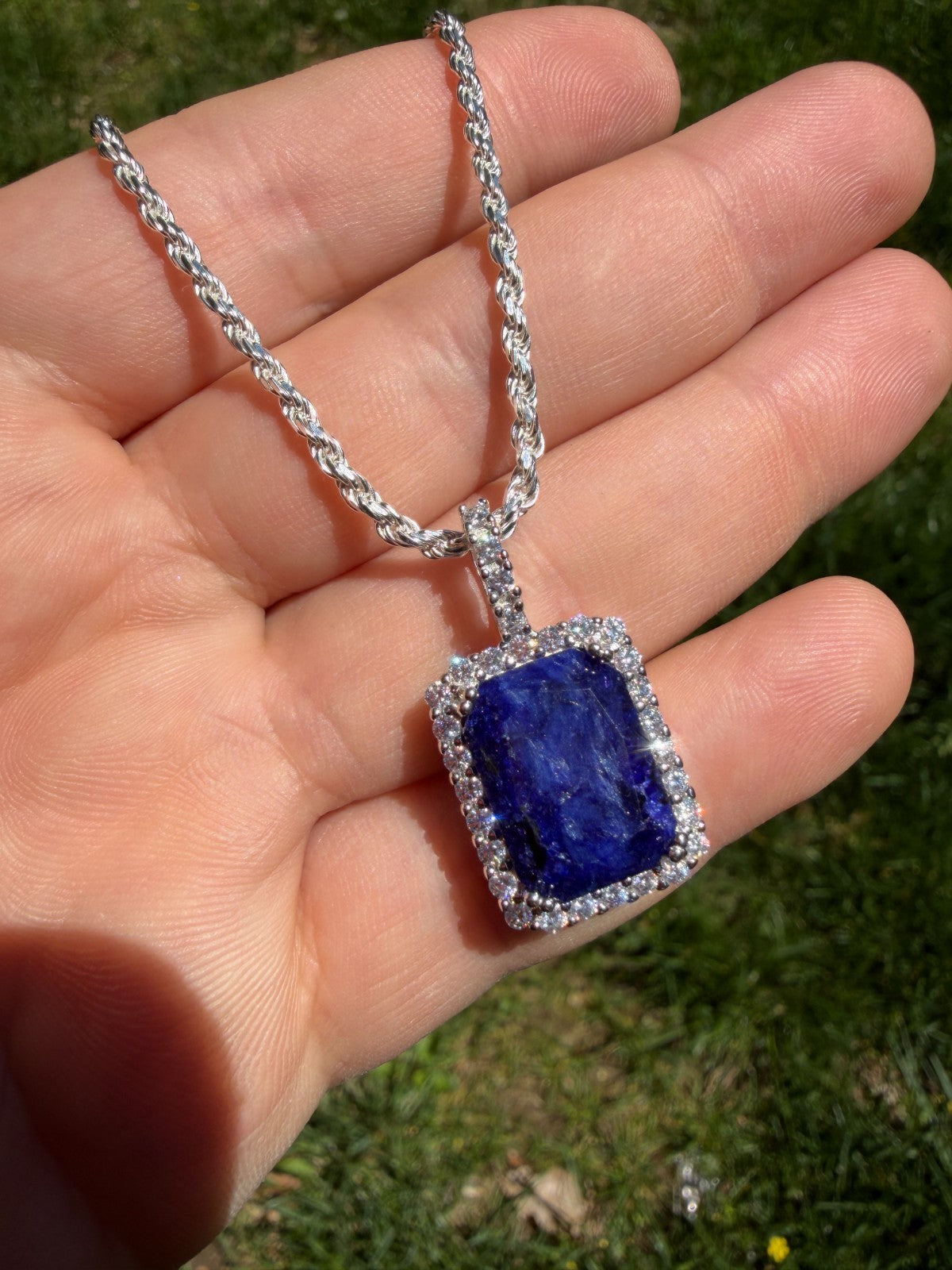 Moissanite Royalty Midnight Ocean Pendant | 925 Silver