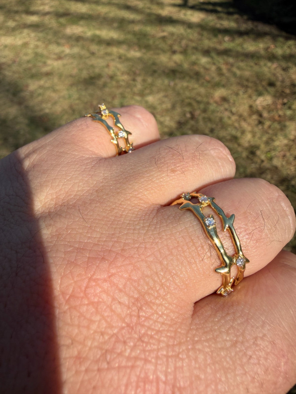 Moissanite Crown Of Thorns Eternity Band Ring | 14k Gold Vermeil 925 Silver