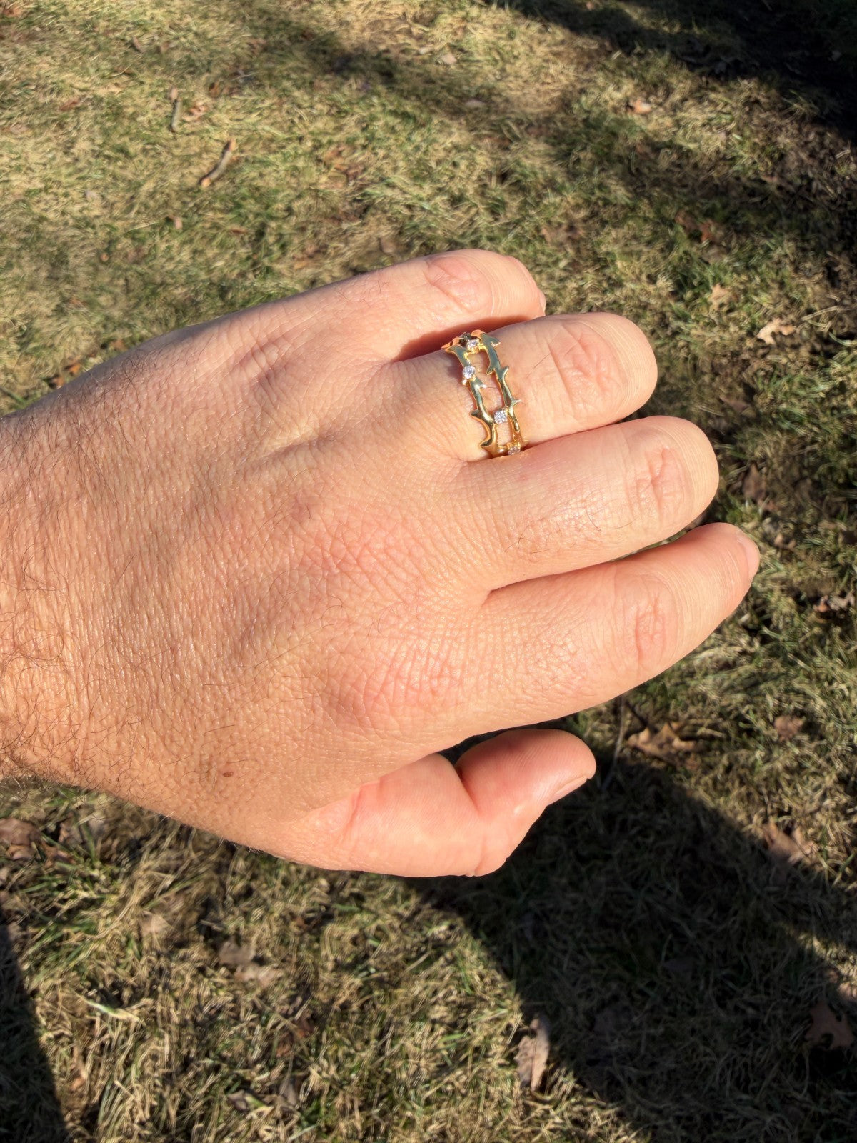 Moissanite Crown Of Thorns Eternity Band Ring | 14k Gold Vermeil 925 Silver