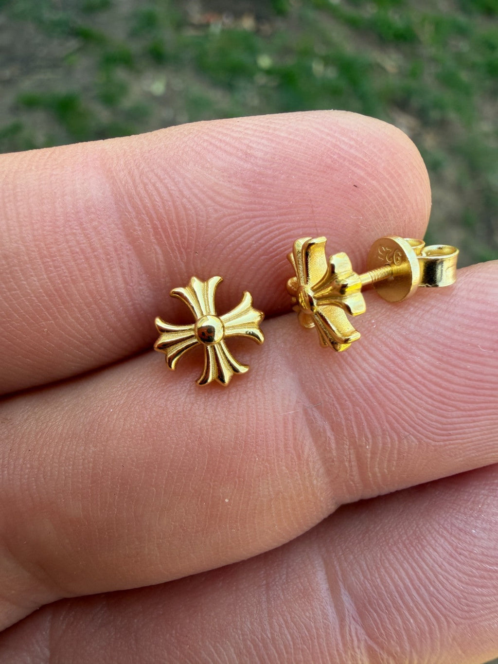 Hearts Of Chrome Cross Earrings | 14k Gold Vermeil 925 Silver