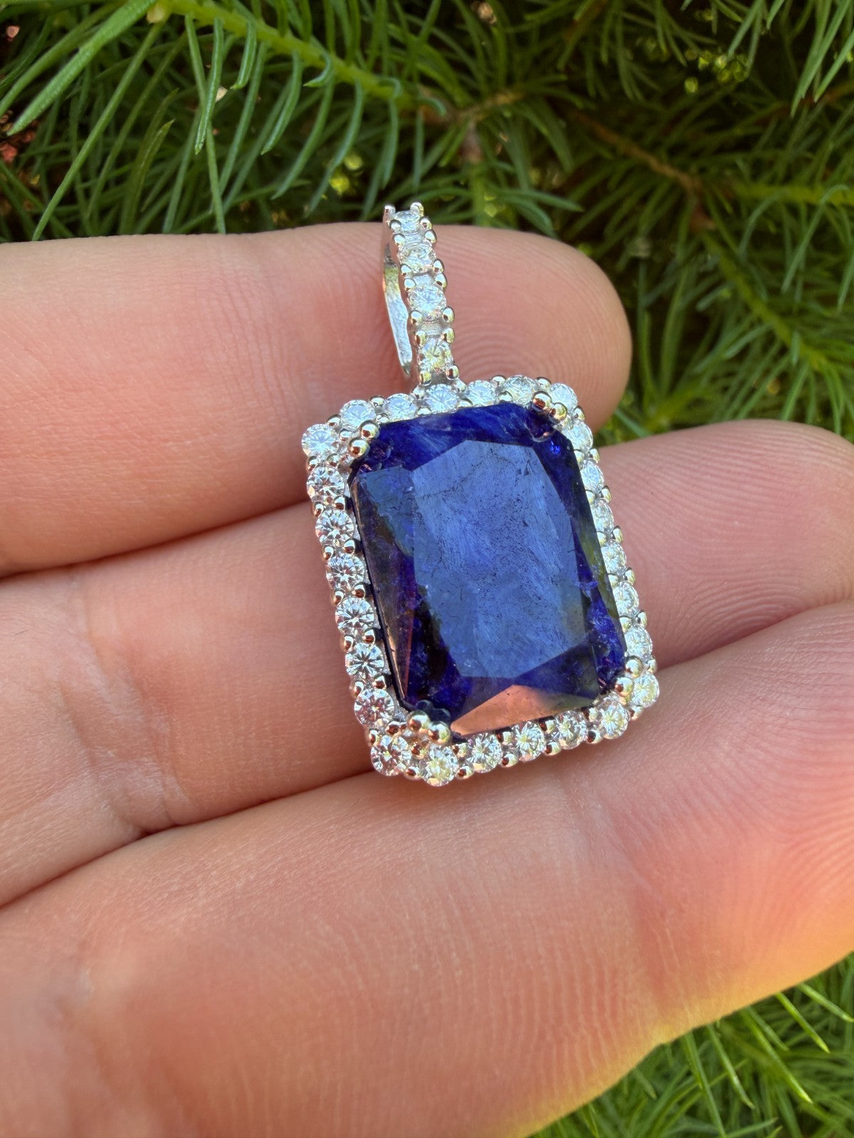 Moissanite Royalty Midnight Ocean Pendant | 925 Silver