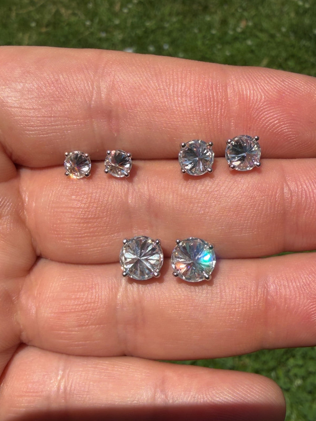Moissanite Upside Down Reverse Set Pushback Stud Earrings | 925 Silver