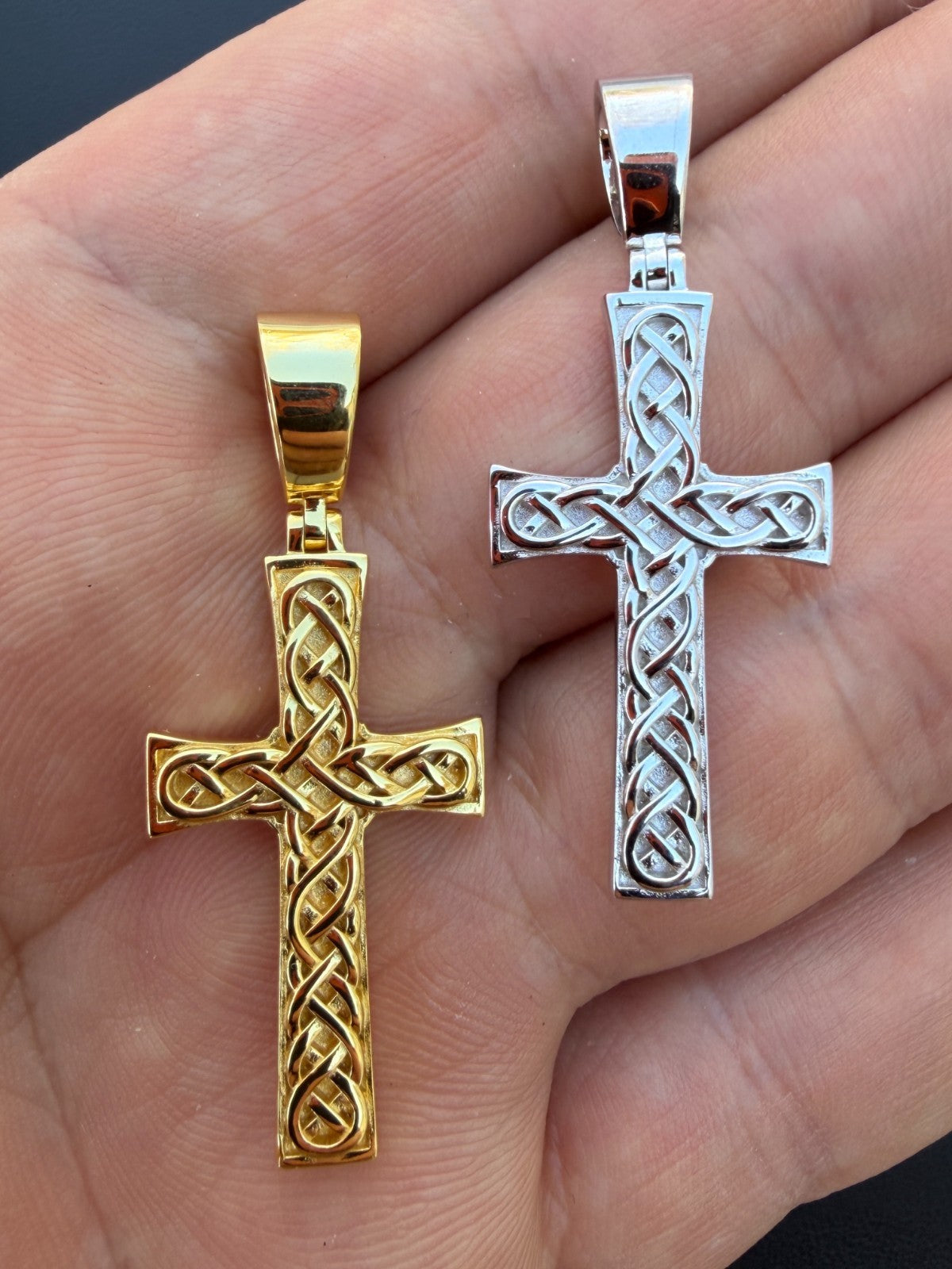 Viking Warrior Celtic Cross Pendant | 14k Gold Vermeil 925 Silver