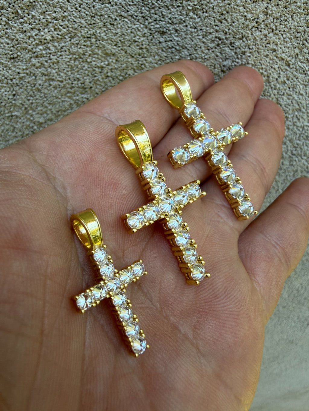 Moissanite Upside Down Setting Tennis Cross | 14k Gold Vermeil 925 Silver