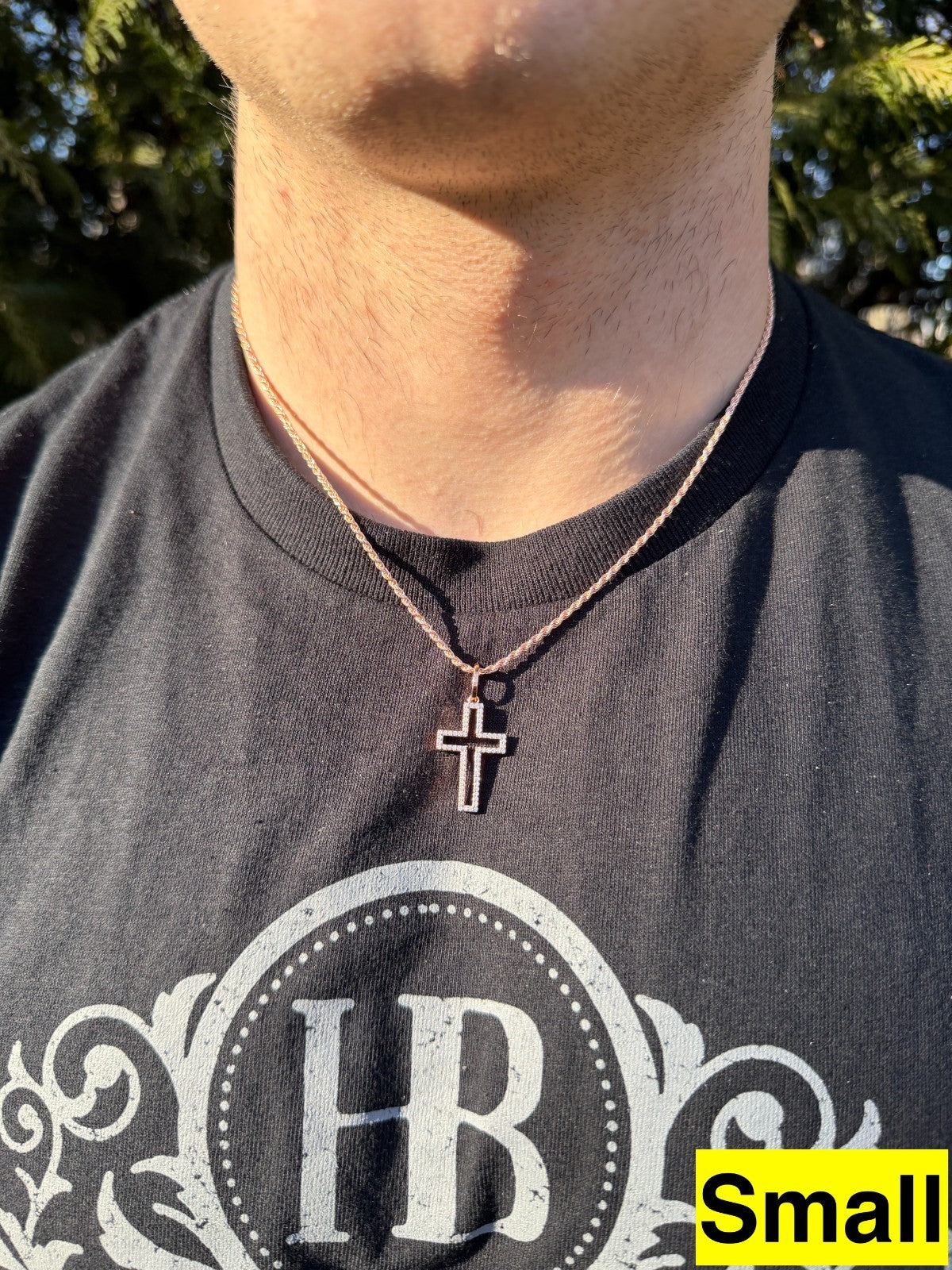 Moissanite Classic Cross Cutout Pendant | 14k Rose Gold Vermeil 925 Silver