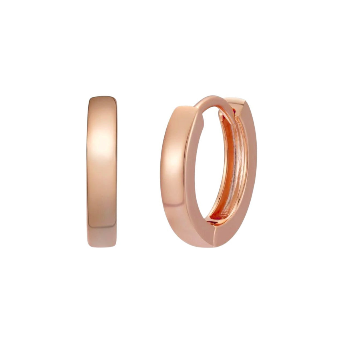Plain Small Huggie Hoop Earrings | 14k Rose Gold Vermeil 925 Silver