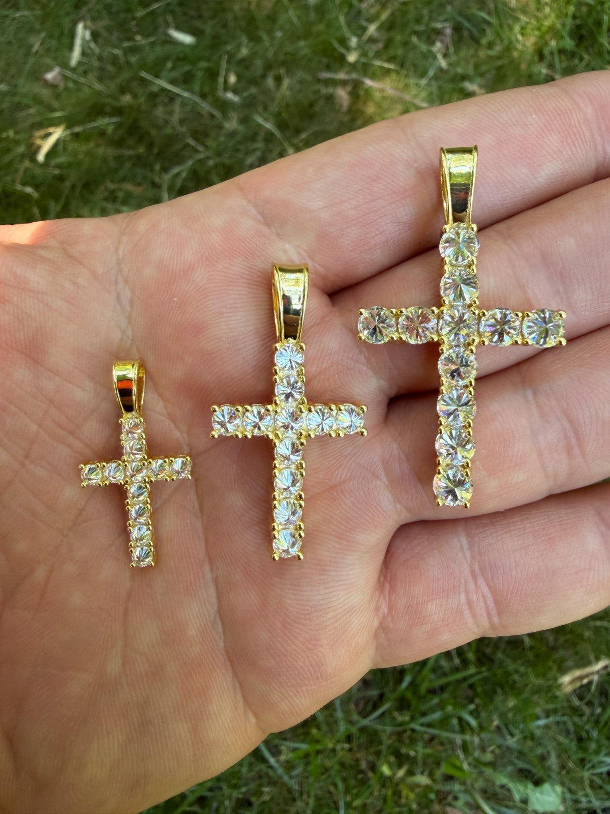 Moissanite Upside Down Setting Tennis Cross | 14k Gold Vermeil 925 Silver