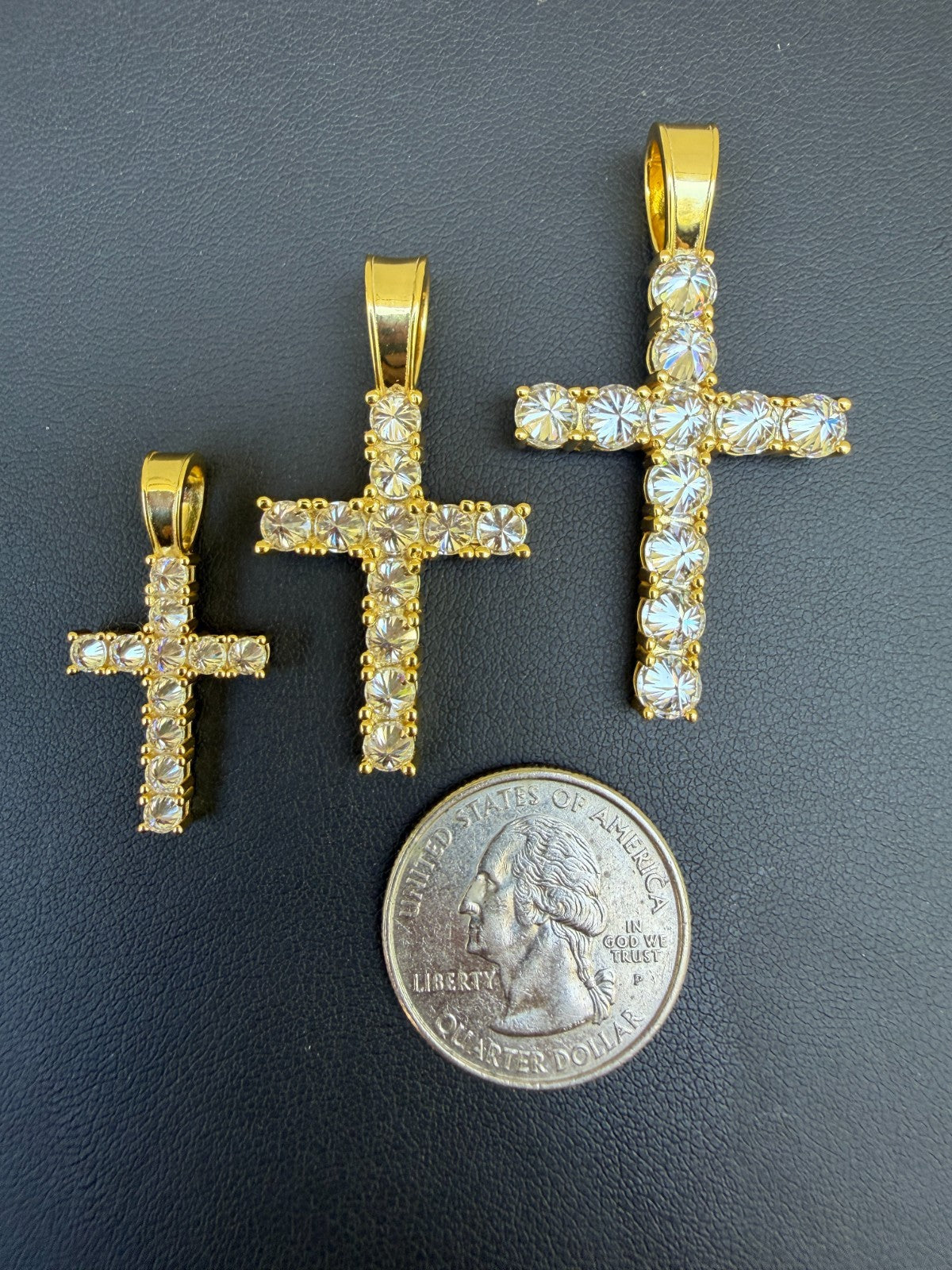 Moissanite Upside Down Setting Tennis Cross | 14k Gold Vermeil 925 Silver