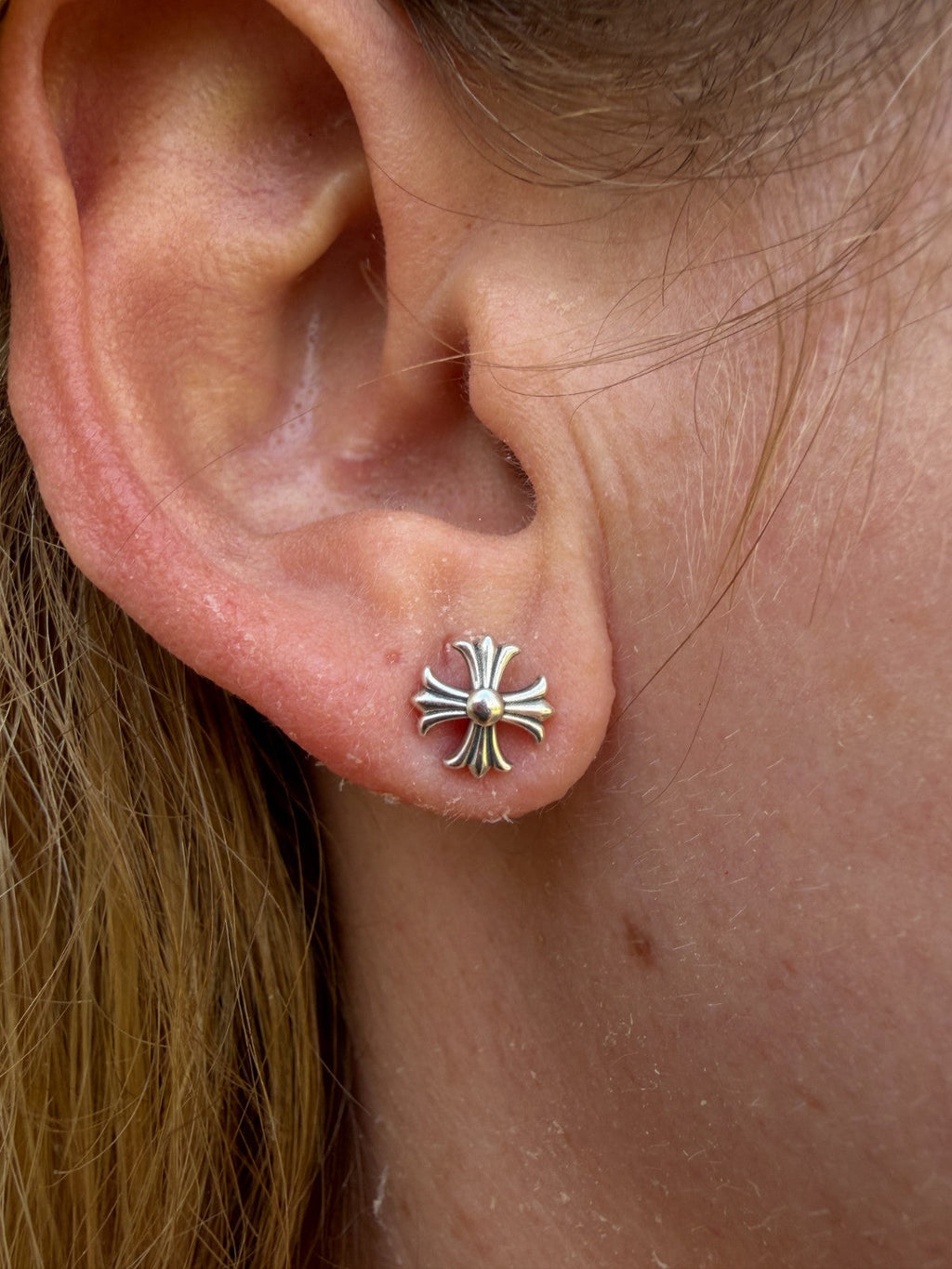 Hearts Of Chrome Cross Earrings | 925 Silver Oxidized