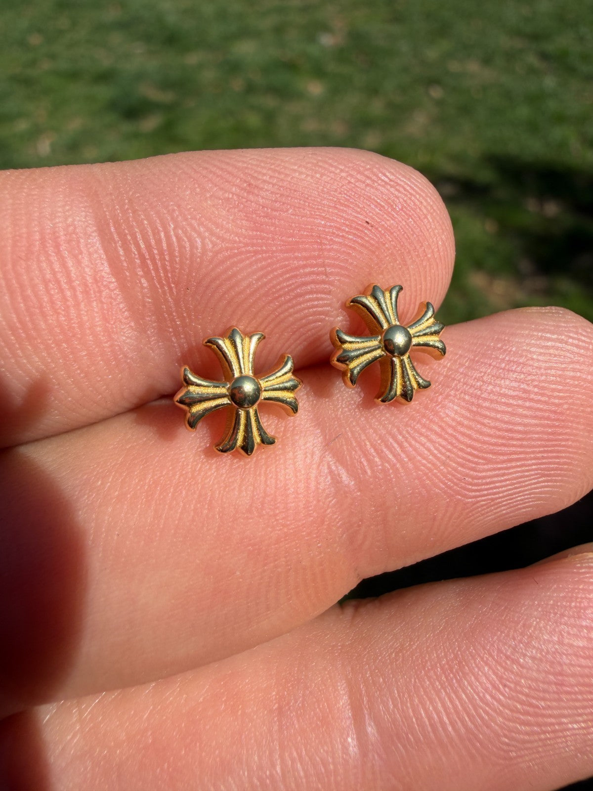 Hearts Of Chrome Cross Earrings | 14k Gold Vermeil 925 Silver