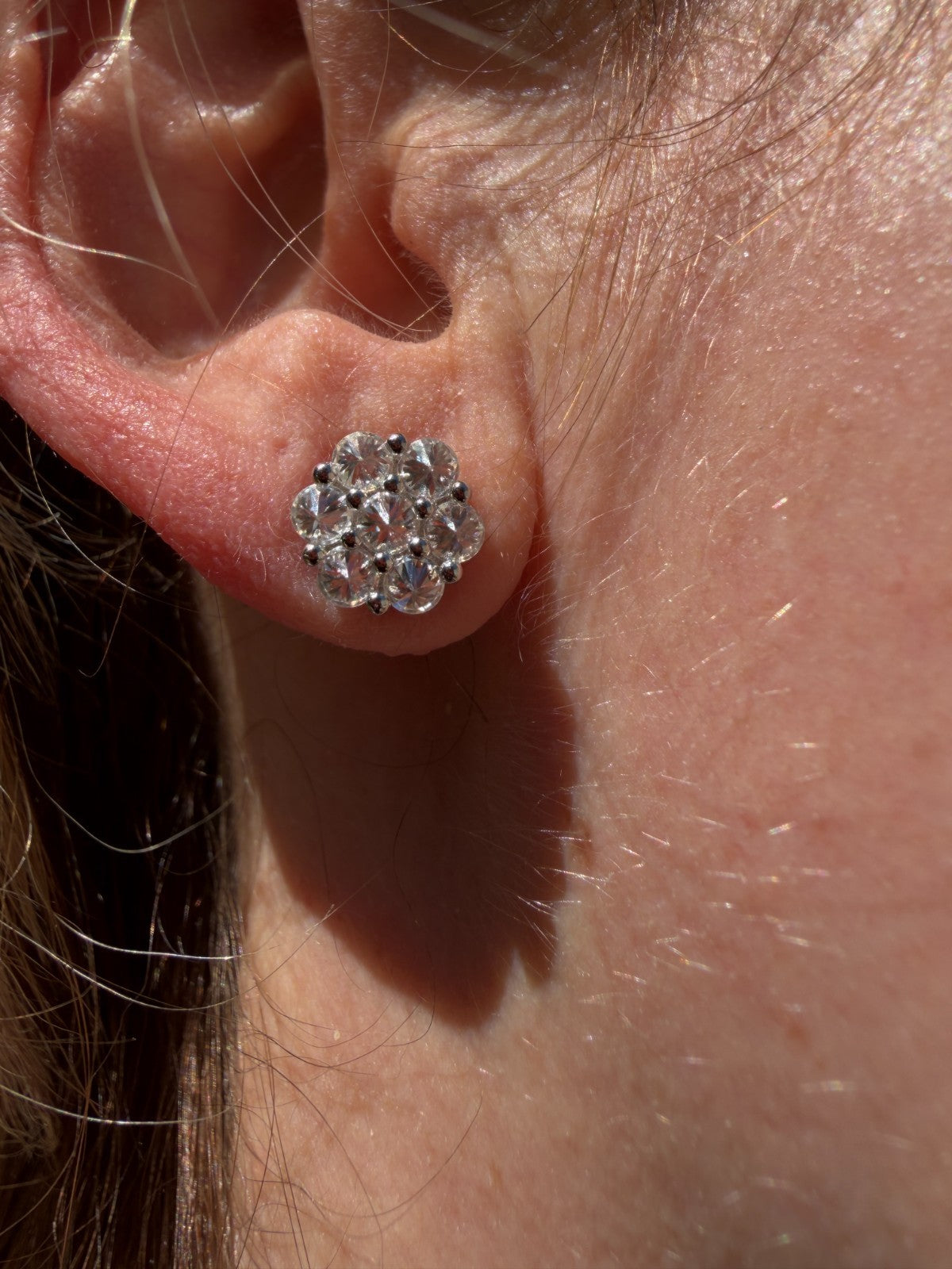 Moissanite Upside Down Reverse Set Cluster Iced Out Honeycomb Set Earrings | 925 Silver
