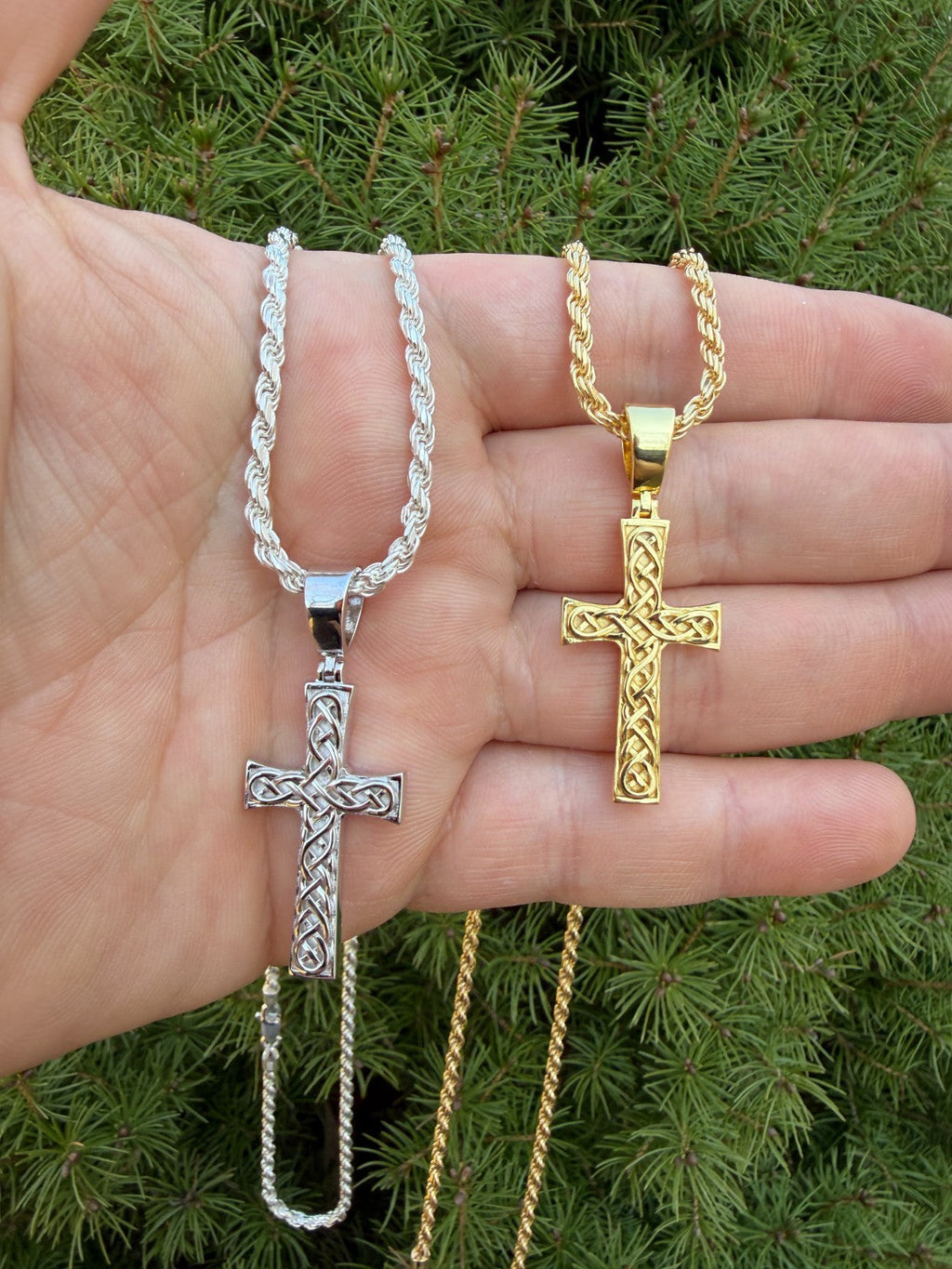 Viking Warrior Celtic Cross Pendant | 14k Gold Vermeil 925 Silver