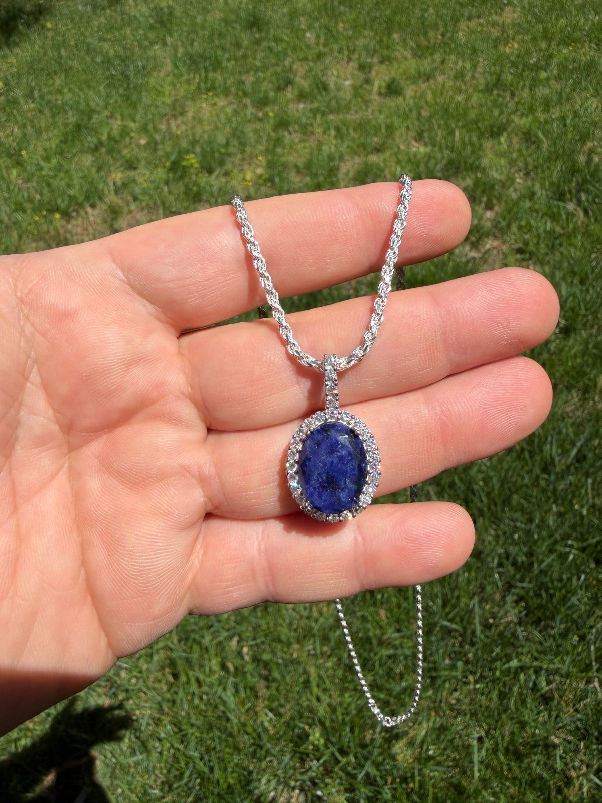 Moissanite Royalty Midnight Ocean Pendant | 925 Silver