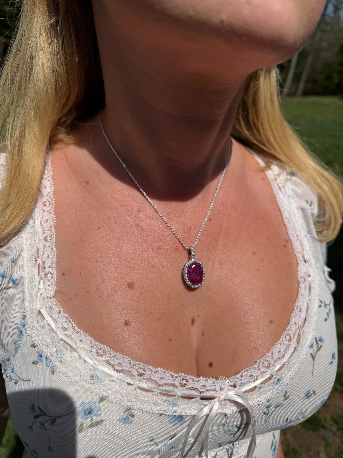 Moissanite Royalty Red Ruby Pendant | 925 Silver